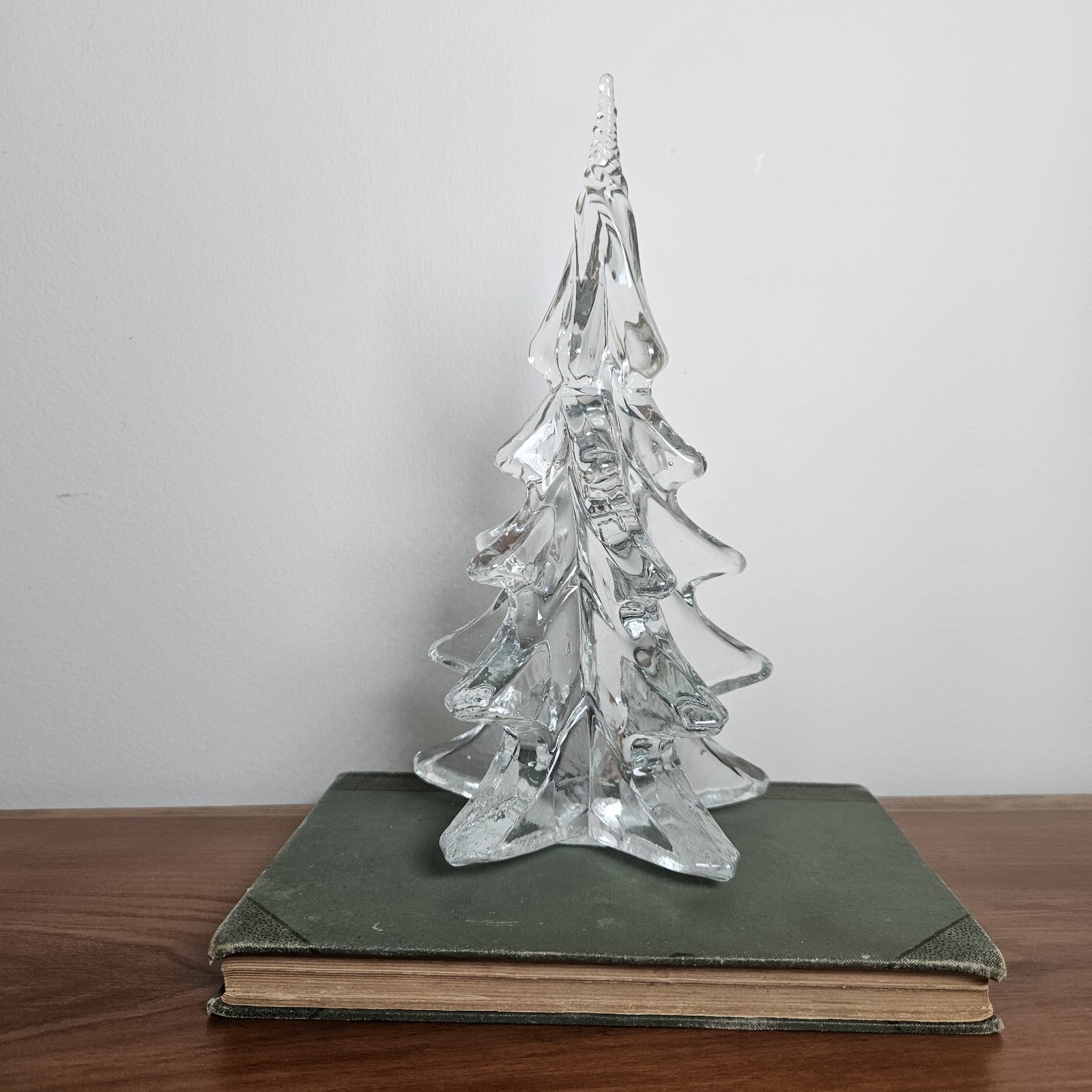 Vintage Clear Glass Christmas Tree 9” Crystal Holiday Winter Twisted Top