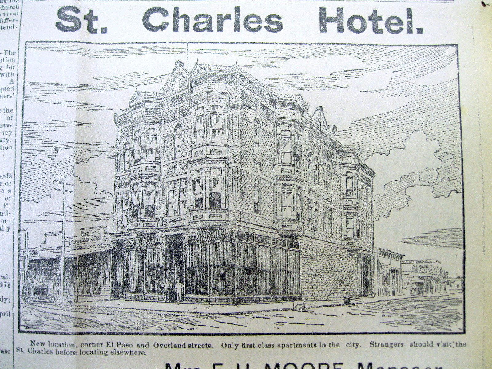 1890 El Paso TEXAS newspaper with illustrated ad EL PASO HOTEL frm 125 years ago