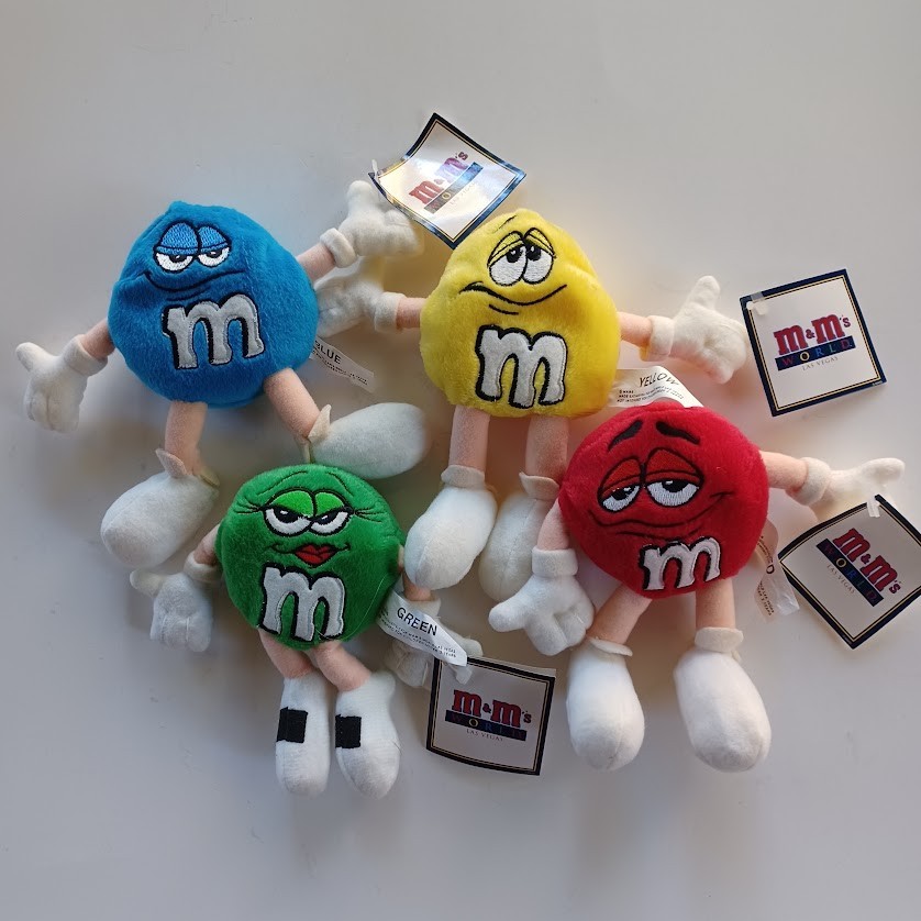 Lot of 4 M&M\'s World Las Vegas Plush Beanbags with Tags - Mint