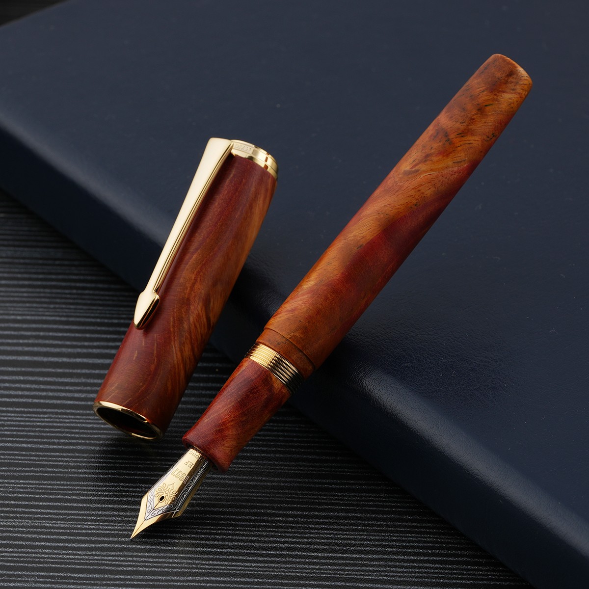 Hongdian A7 Red Stabilized Wood Fountain Pen EF/F Nib Smooth Writing Gift Pen