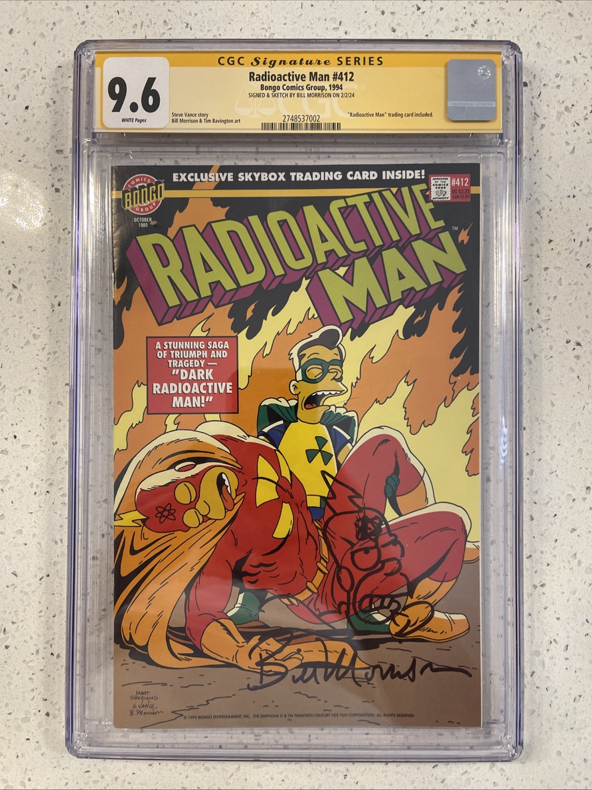 Radioactive Man 412 Cgc 9.6 Signed By Bill Morrison And Sketch Radioactive Homer