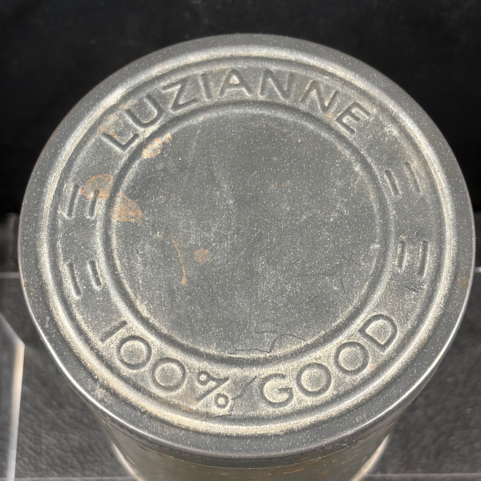 Luzianne Coffee Tin Metal Embossed 100% Good Vintage Mid-Century Advertising