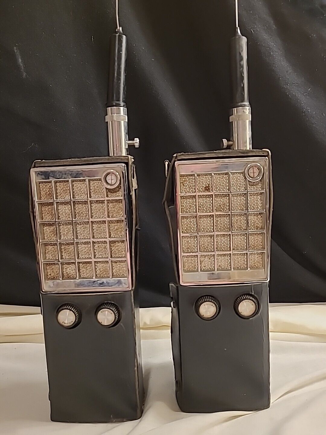 2 Sears Tri-Channel Walkie-Talkies Model #6469 Original Leather Cases (Untested)