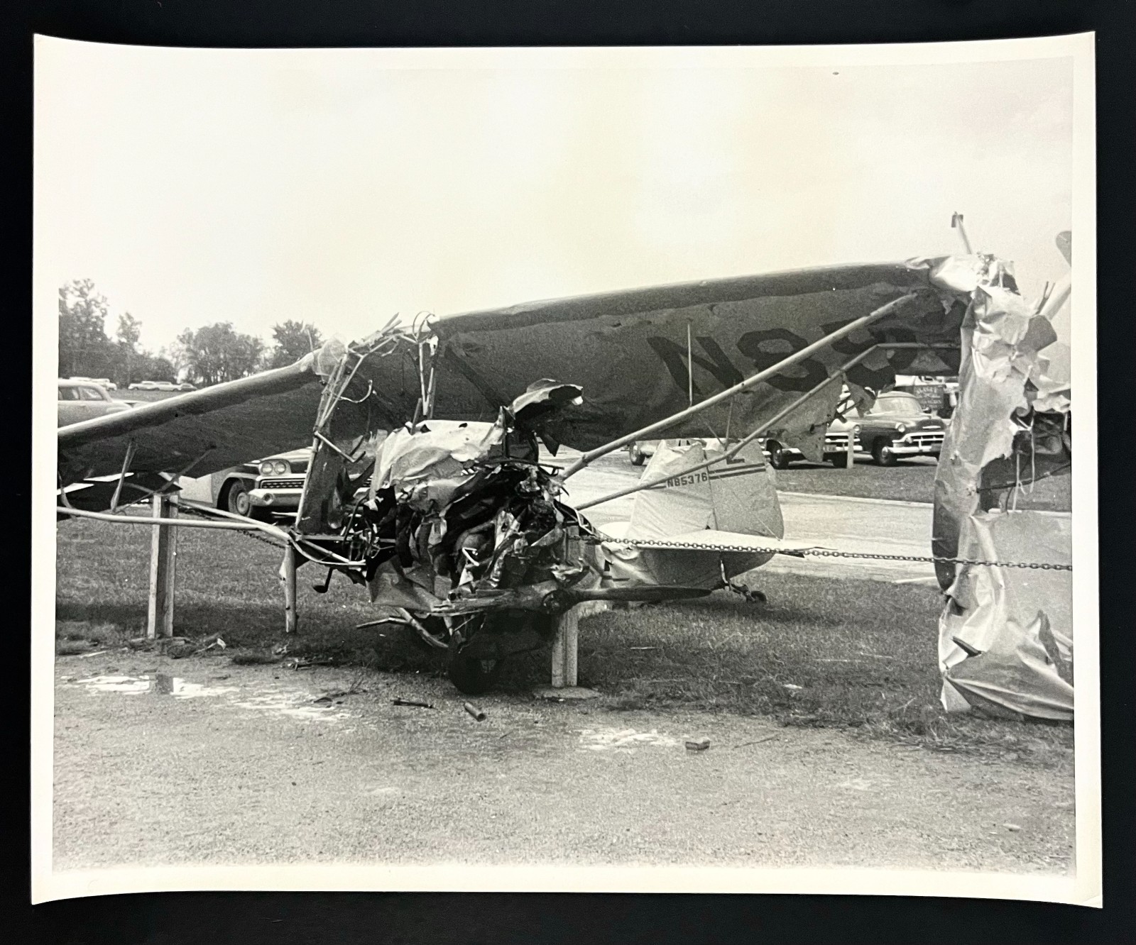 1960s Cedar Rapids Iowa Airport Damaged Crashed Plane Exhibition VTG IA Photo