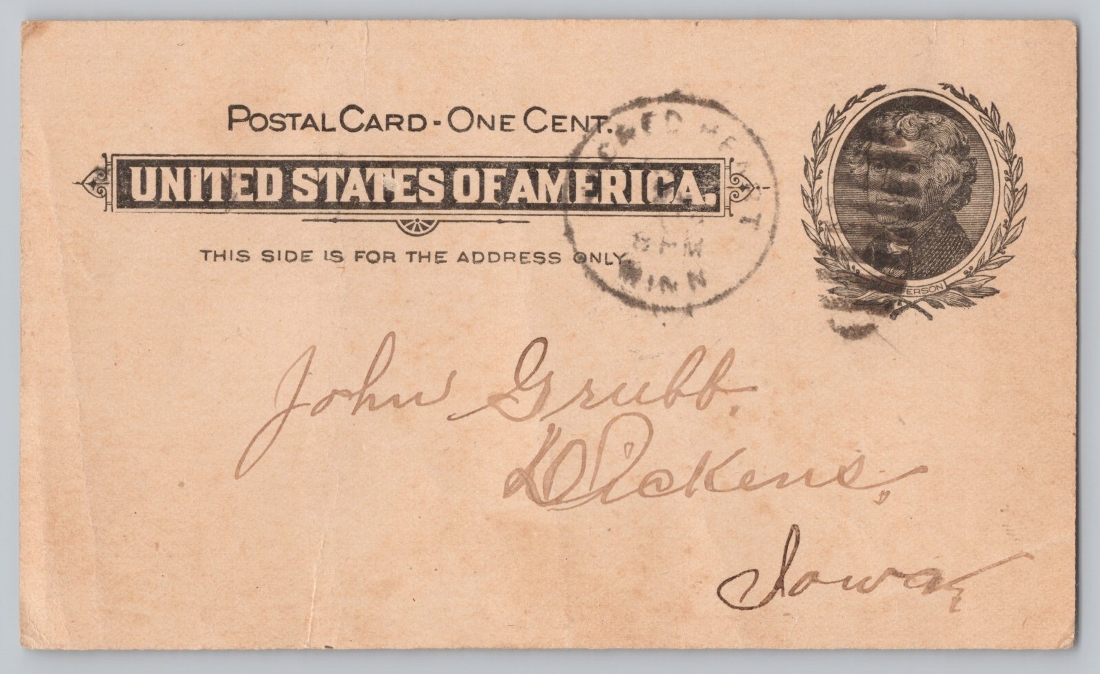 1902 Order John Grubb Dickson Iowa Jefferson Stamp Postcard Z1092