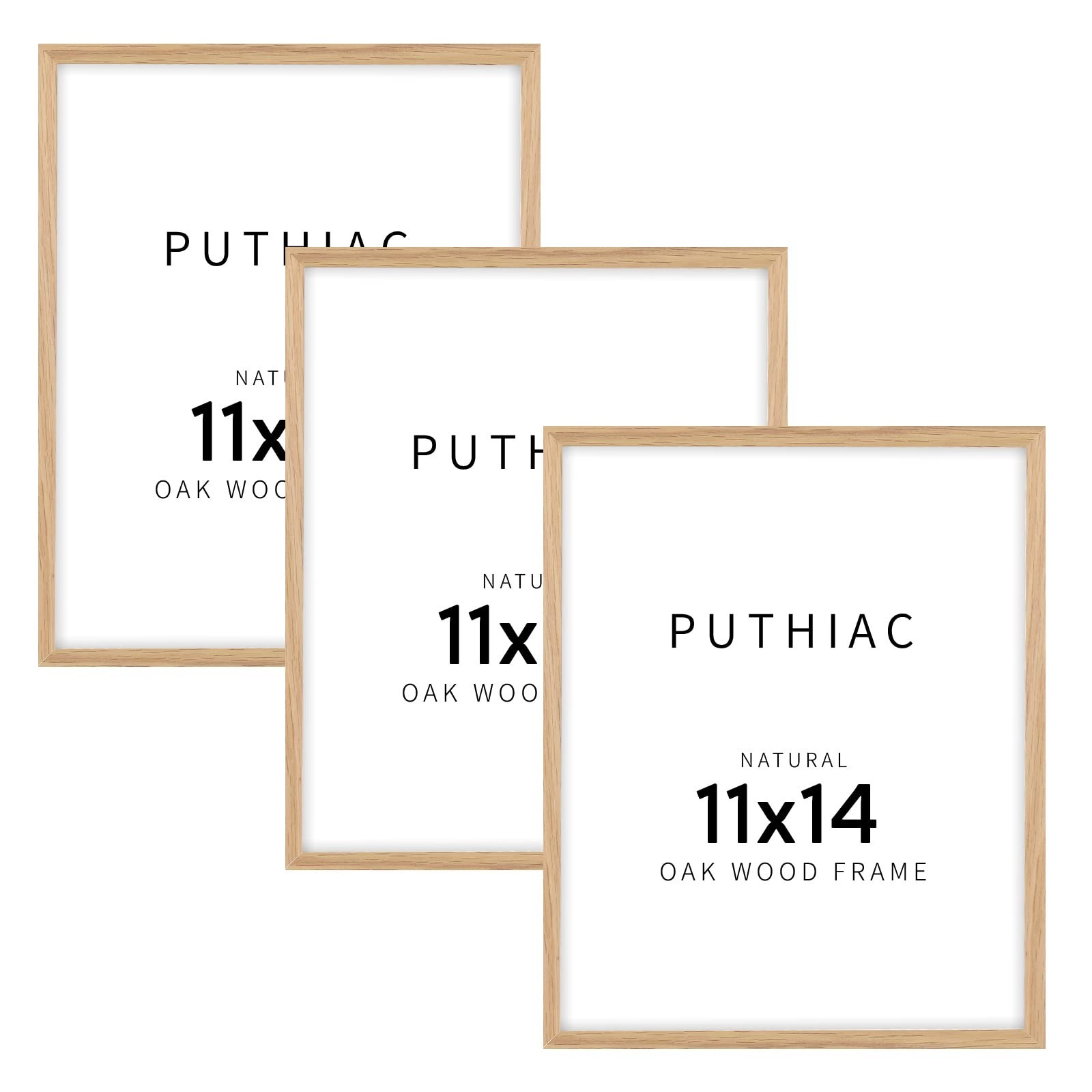 puthiac 11x14 Oak Wood Picture Frame - Minimalist 11x14 Frame Wood for Wall A...