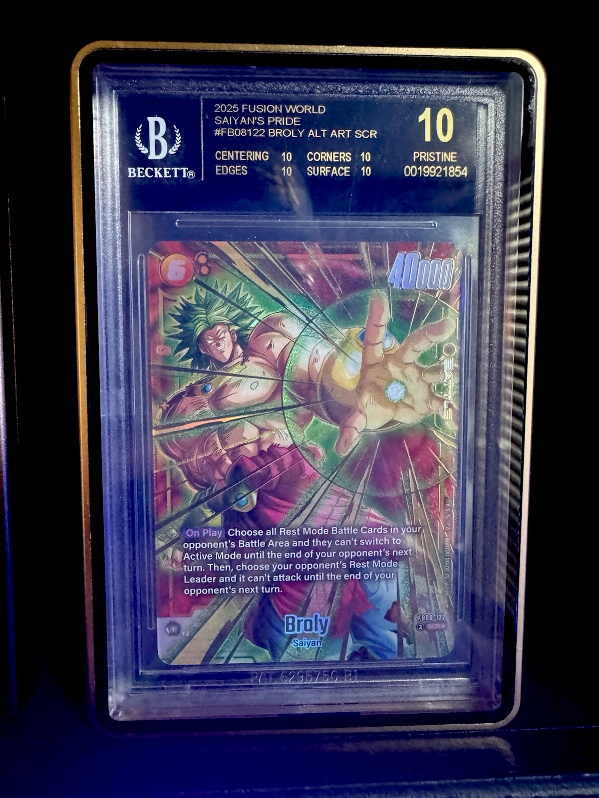 Bandai 2025 Fusion World Dragon Ball Broly Saiyan's Pride ALT ART SCR FB08-122