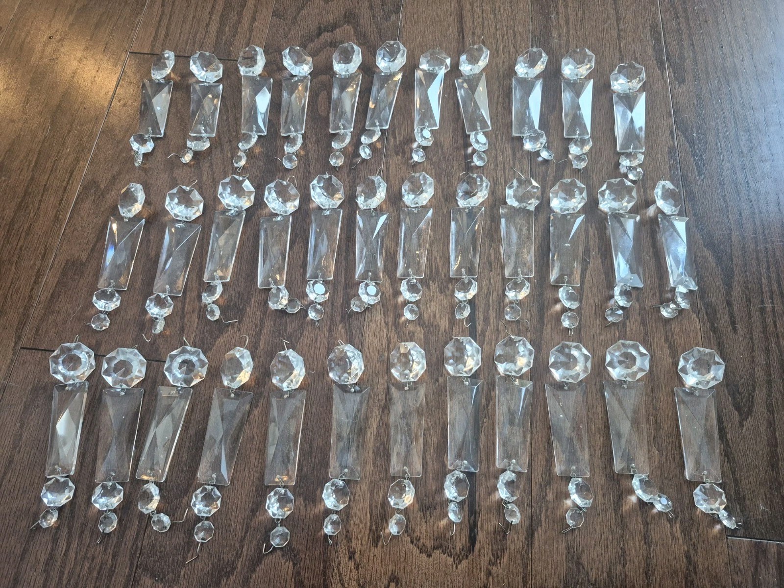 Lot Crystal Bar prisms Cut Antique 4 piece. Candelabra Chandelier 