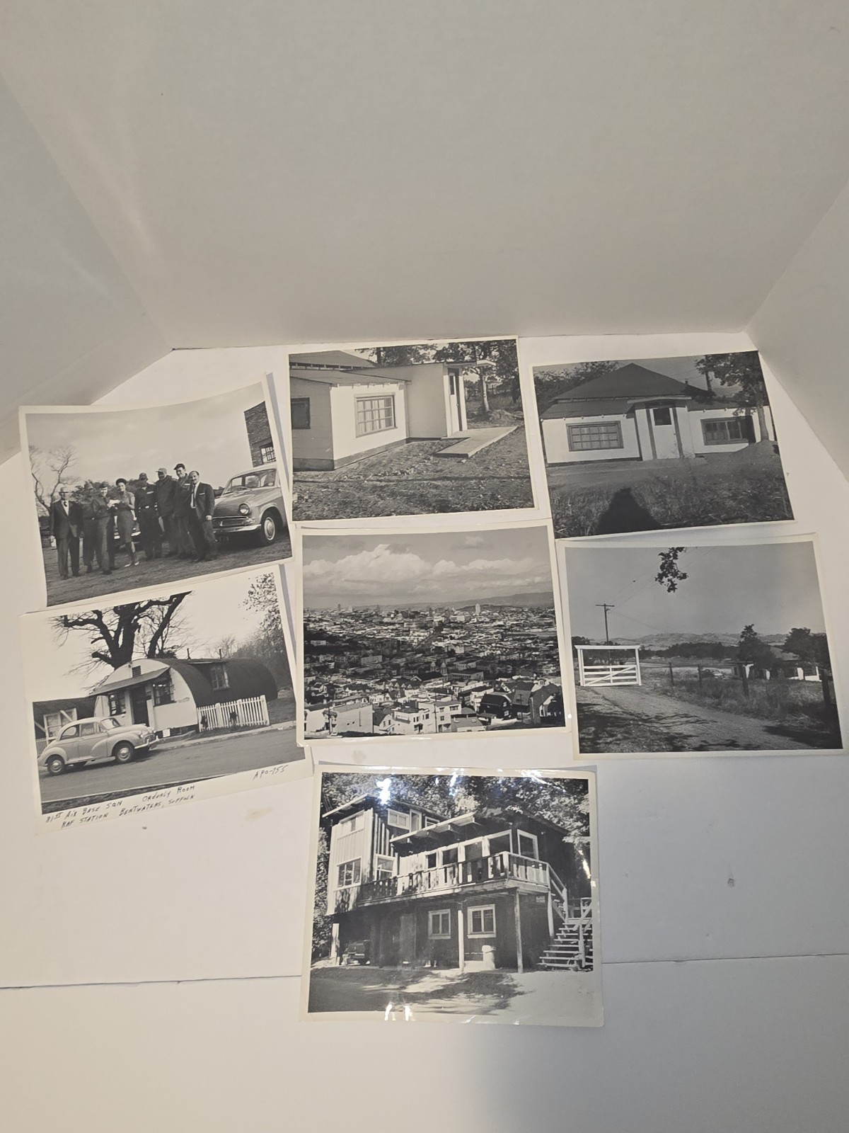  Black and White LOT Of 7 Photographs Random Houses Cities Places Old Photos