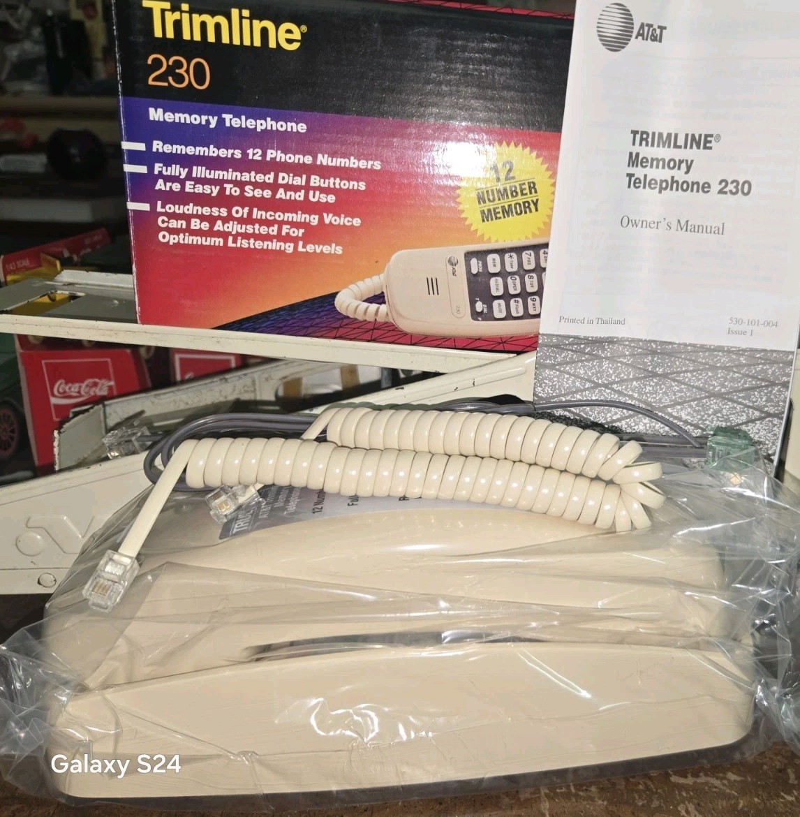 Vintage AT&T Trimline 230 Memory Telephone Ivory  in Box Complete  BNIB NEW NEW
