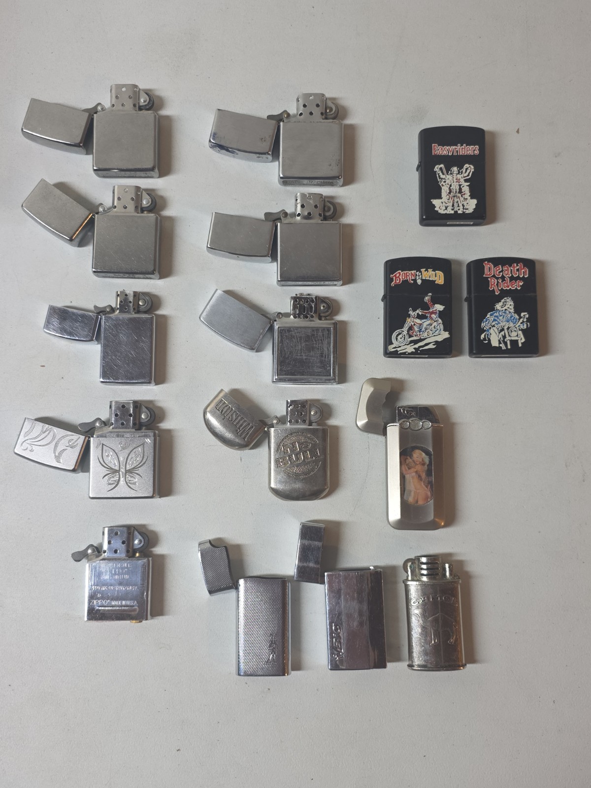 Vintage (4) Zippos (1) Zippo Insert, Warco Kalan, China, Cricket,Winston