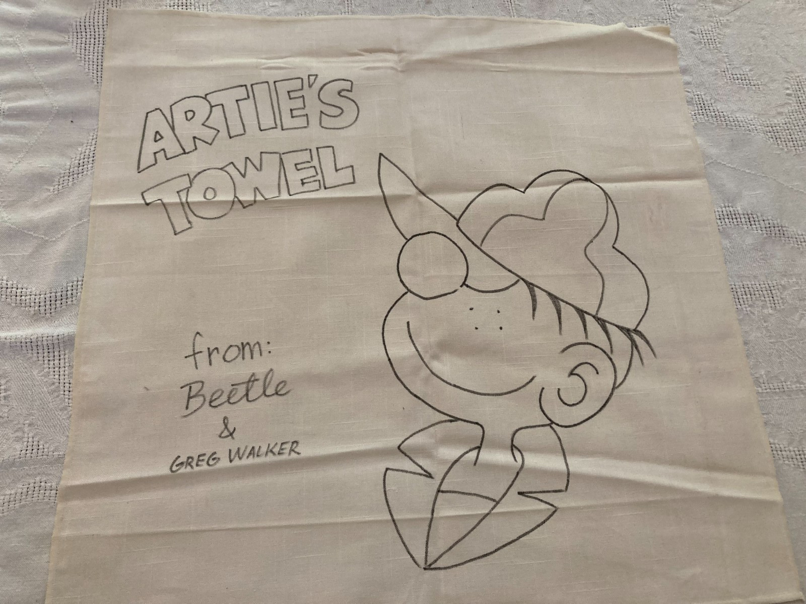Original Greg Walker Hand-Drawn Beetle Bailey Sketch Art - Personalized Towel
