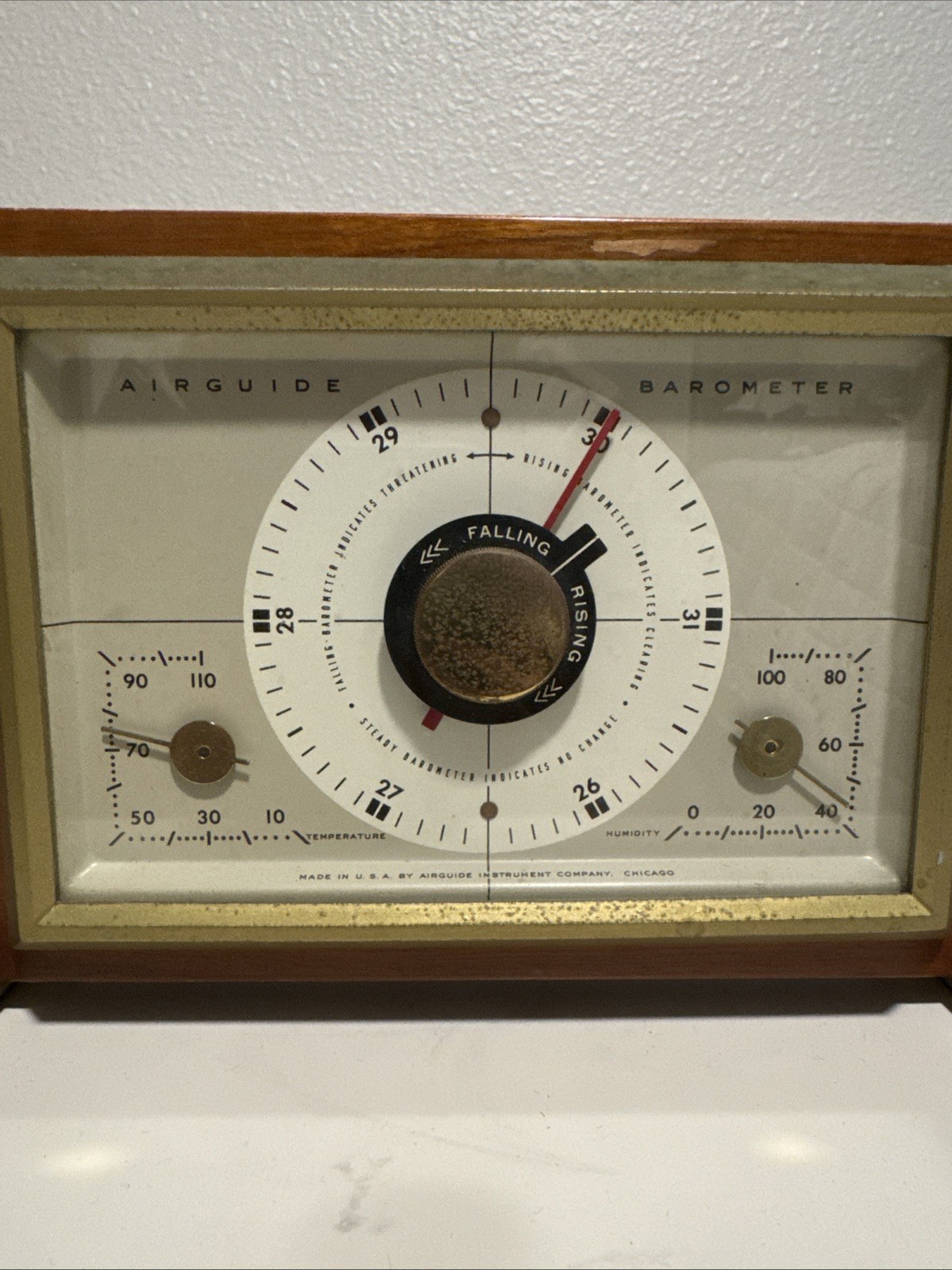 Vintage Mid Century Airguide Barometer, Thermometer, Weather Station