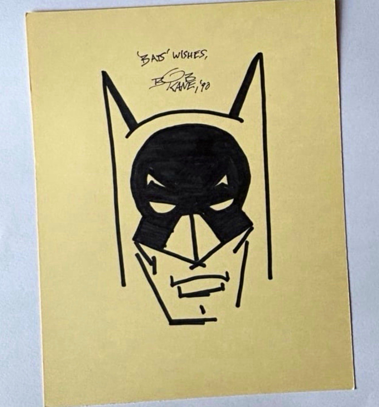 Batman Bob Kane Hard Signed Inscribed 1980 Original Sketch w/ COA