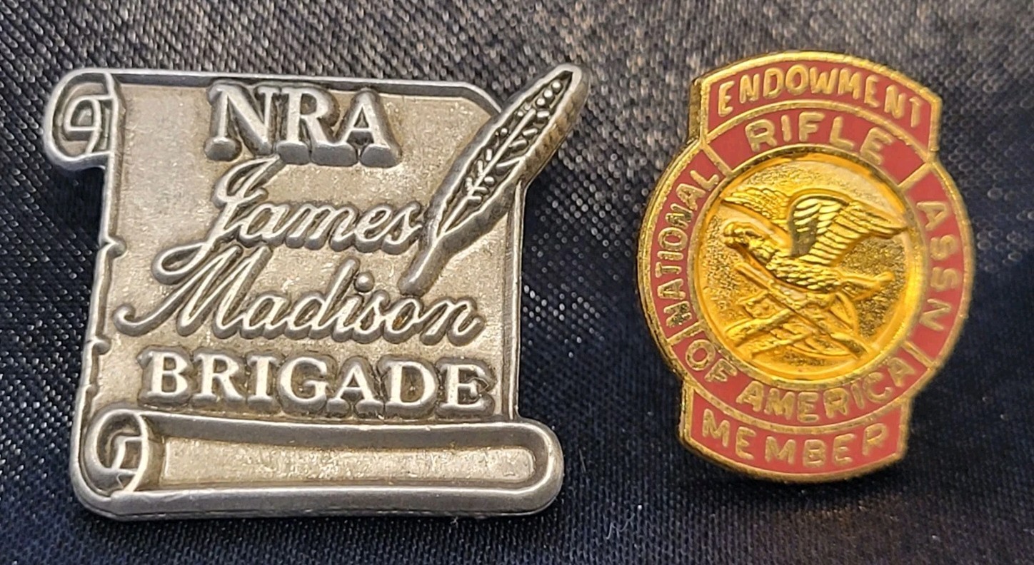 Vtg. National Rifle Association Pins, Endowment Member & James Madison Brigade 