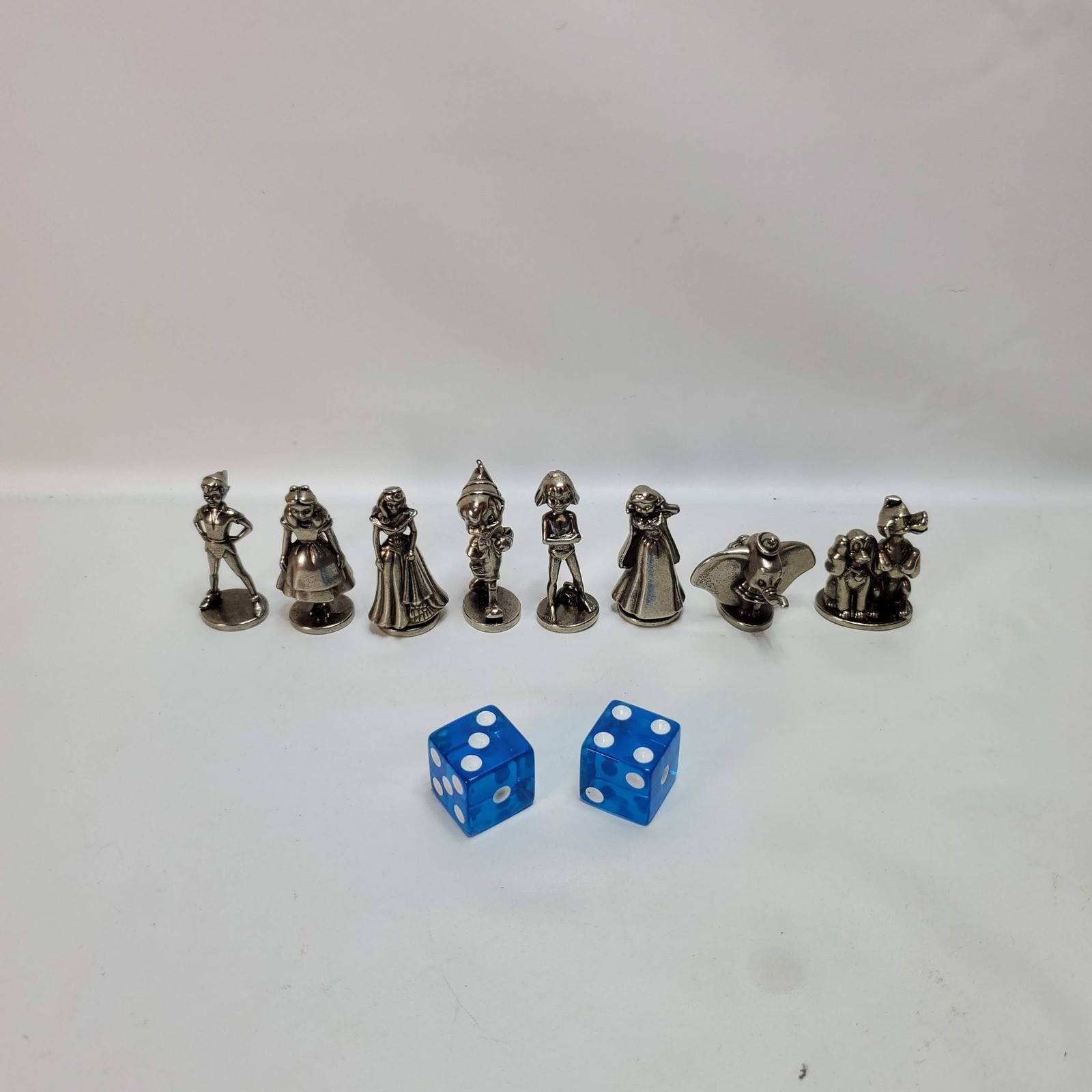 Disney Miniature Figures Pewter Silver Classic Characters Monopoly Pieces Set 8