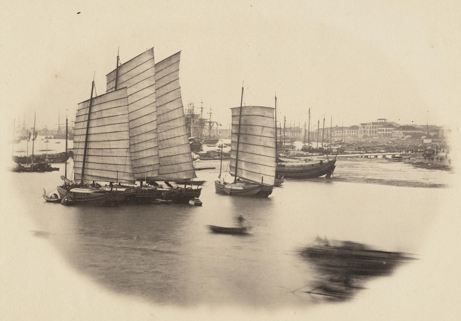 c. 1860's View on the River CHINA Albumen Photo by William Saunders