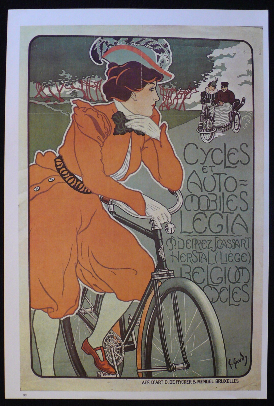 Legia Belgian Bicycles & Automobiles Brussels Vintage Poster 1973 Print Repro