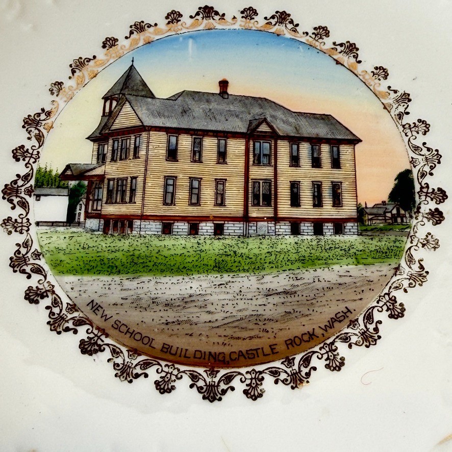 CASTLE ROCK Hight School WA WASHINGTON Antique Souvenir RARE China Dish Plate