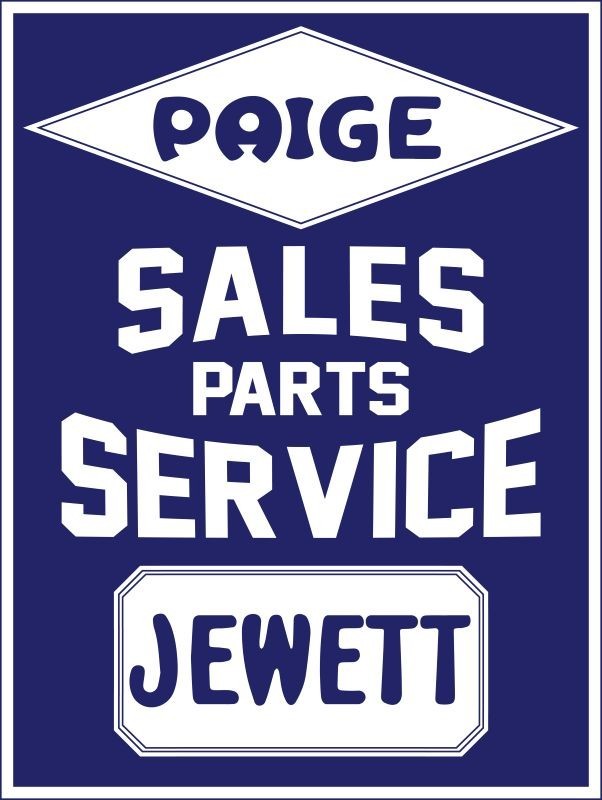 Paige Jewett Automobiles Sales, Parts & Service New Metal Sign: 12x16\