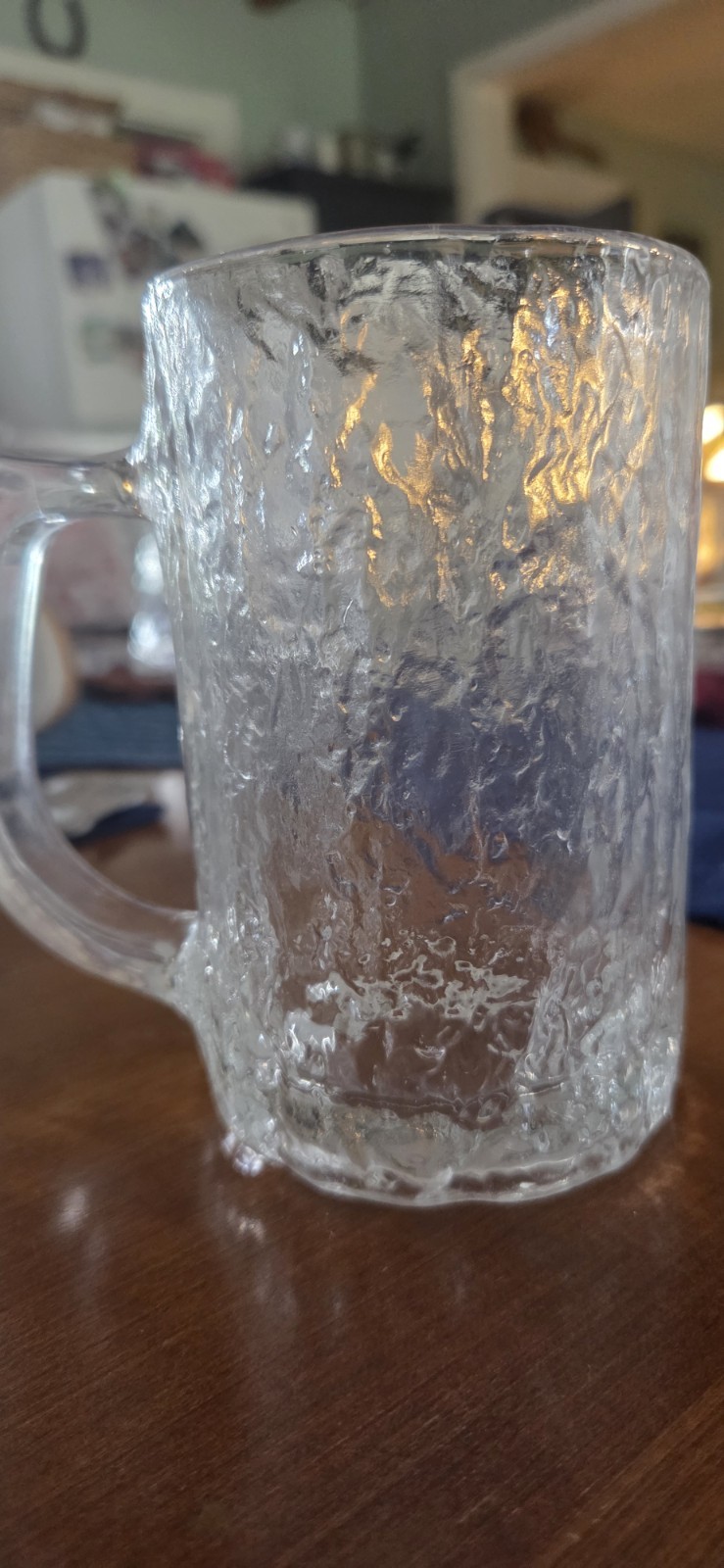 Vintage MCM Hoya Studio Nova Frostfire Glass Beer Mugs Set of 2 Ice Tree Bark
