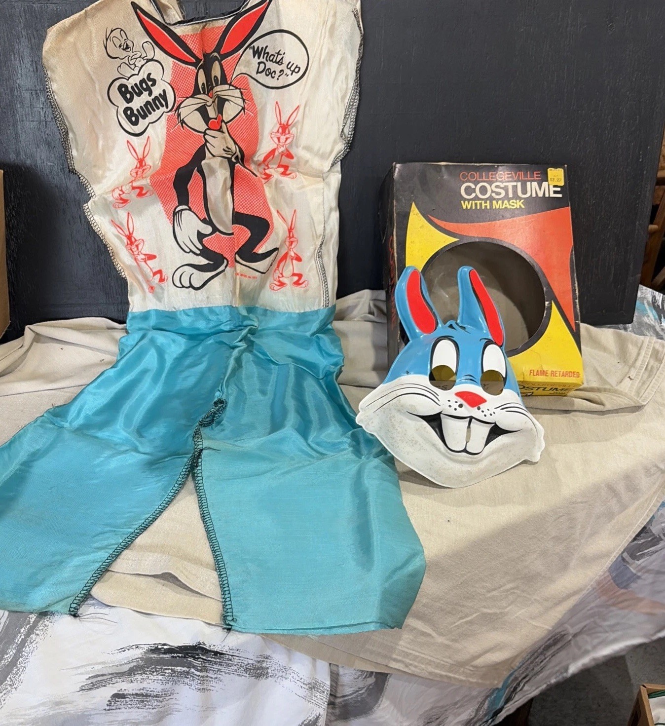 VTG BUGS BUNNY 1966 Collegeville COSTUME & BOX Halloween Med 8-10 Looney Tunes