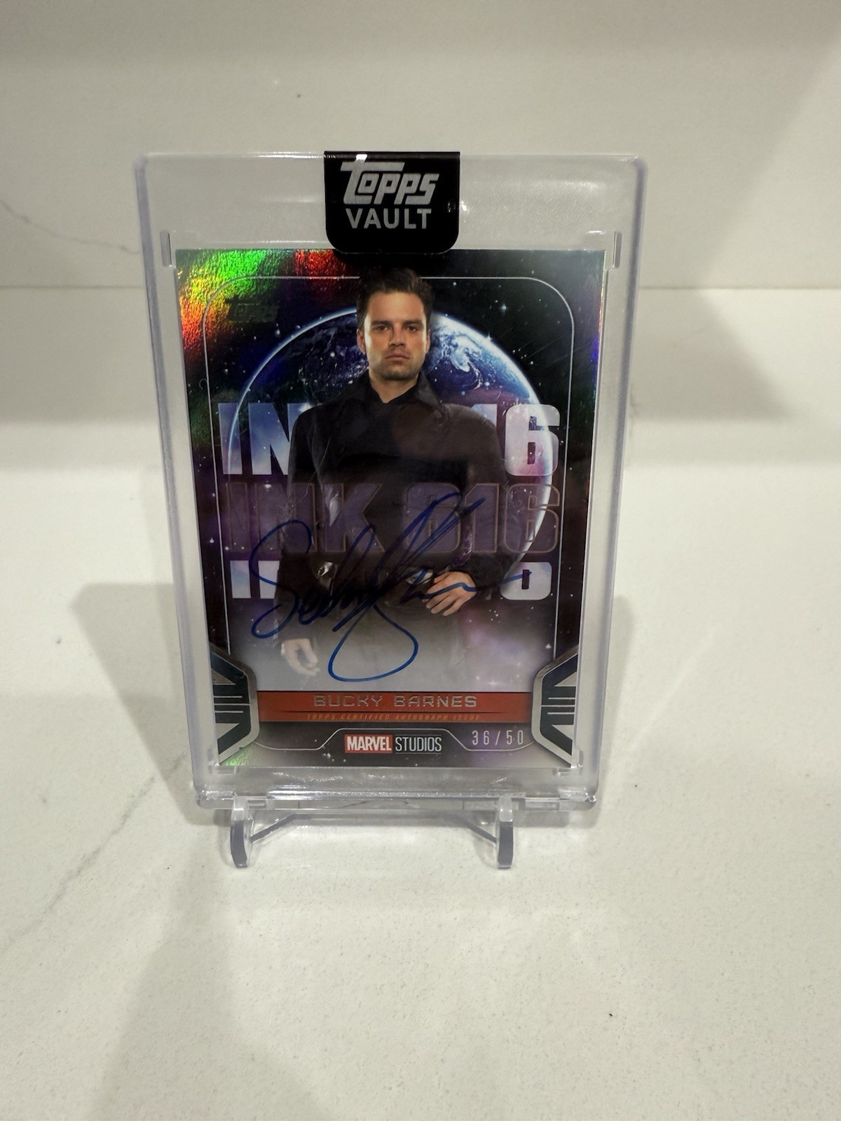 Topps 2026 Marvel Vault Bucky Barnes Sebastian Stan INK-616 Auto /50