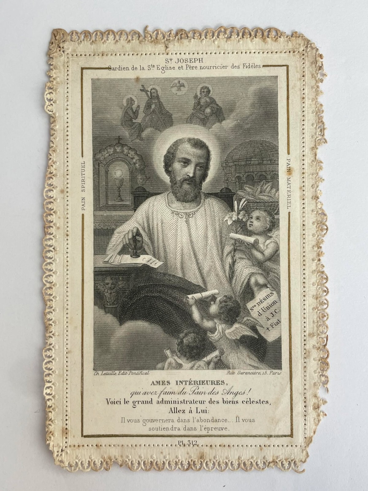 OLD PIOUS IMAGE KNIFE ST JOSEPH GUARDIAN OF THE HOLY CHURCH