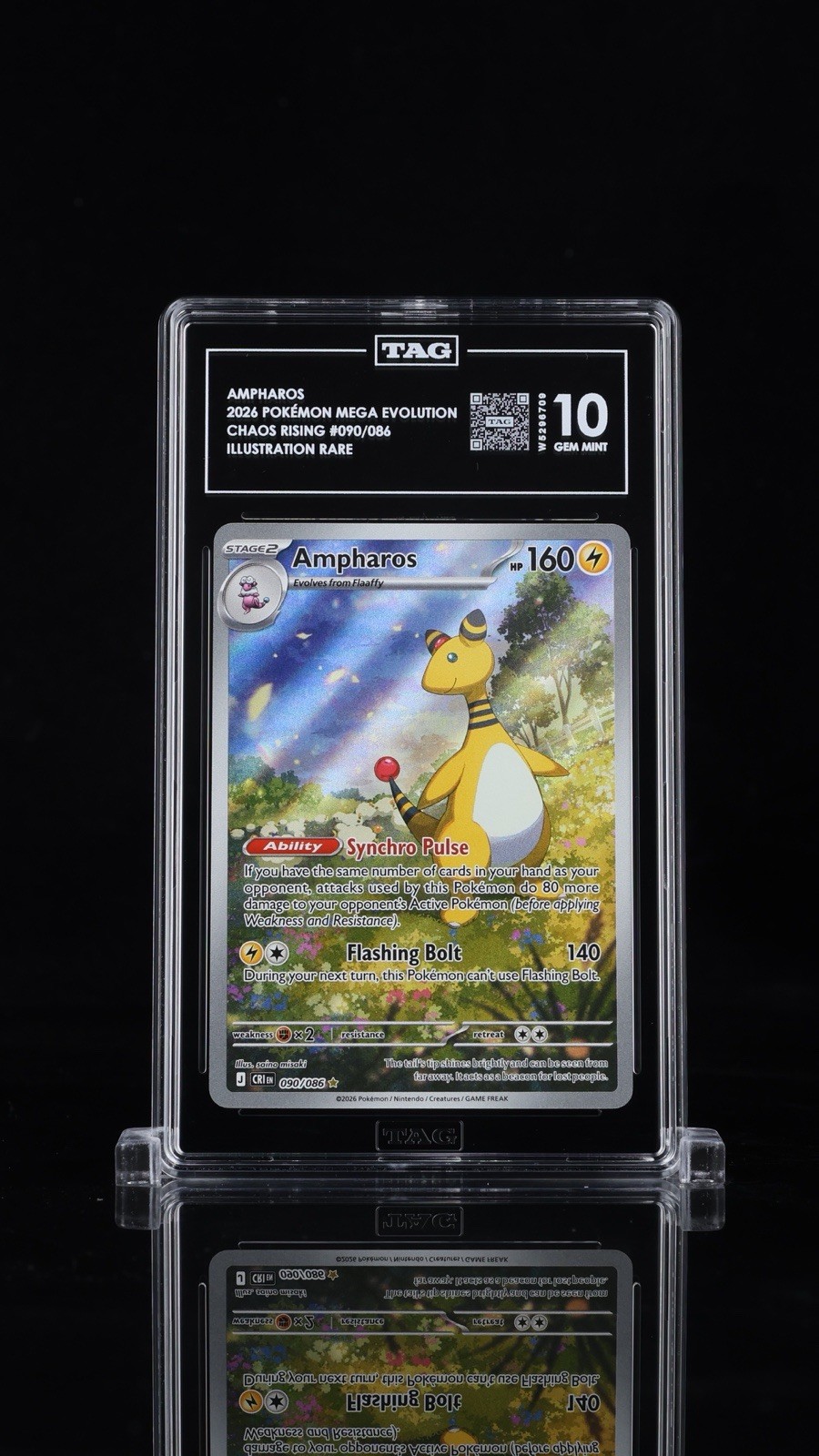 Ampharos 90/86 Chaos Rising MEO4 Illustration Rare TAG 10 Gem Mint