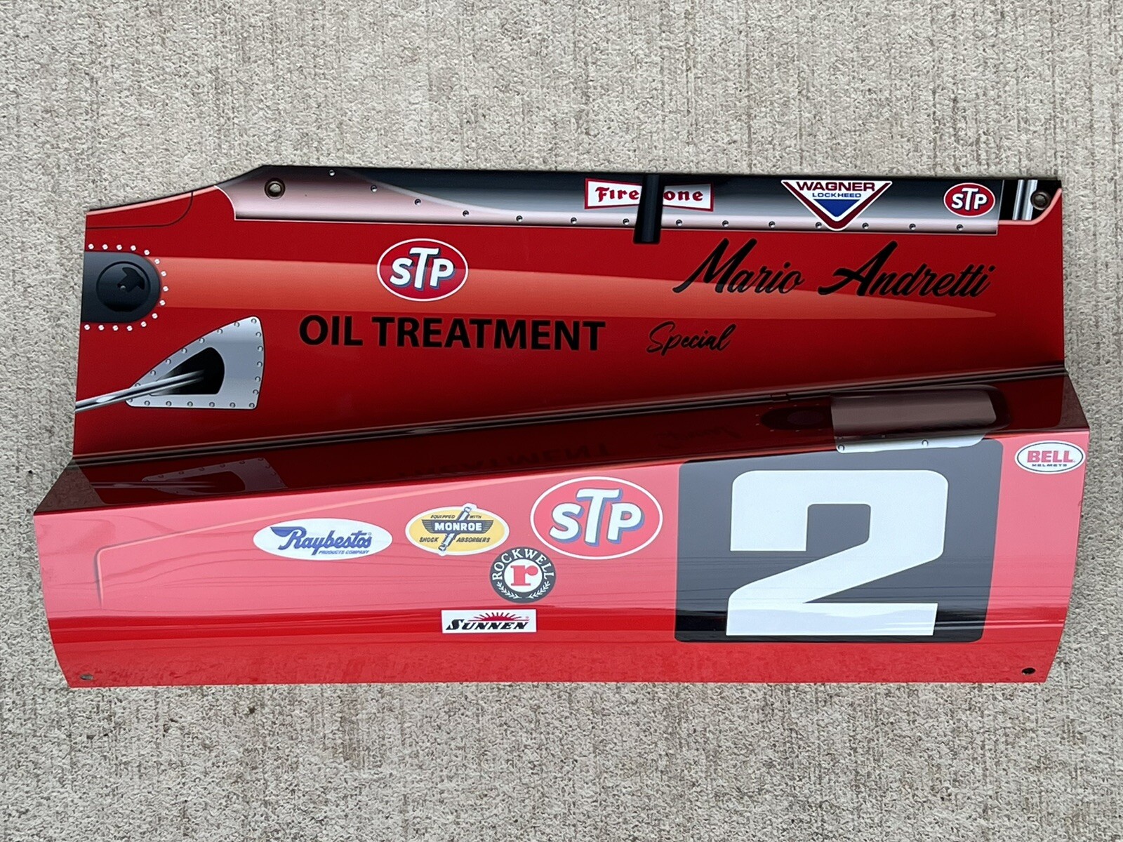 WOW1969 Indy 500 Mario Andretti Brawner Hawk Ford Race Car Side View Sign