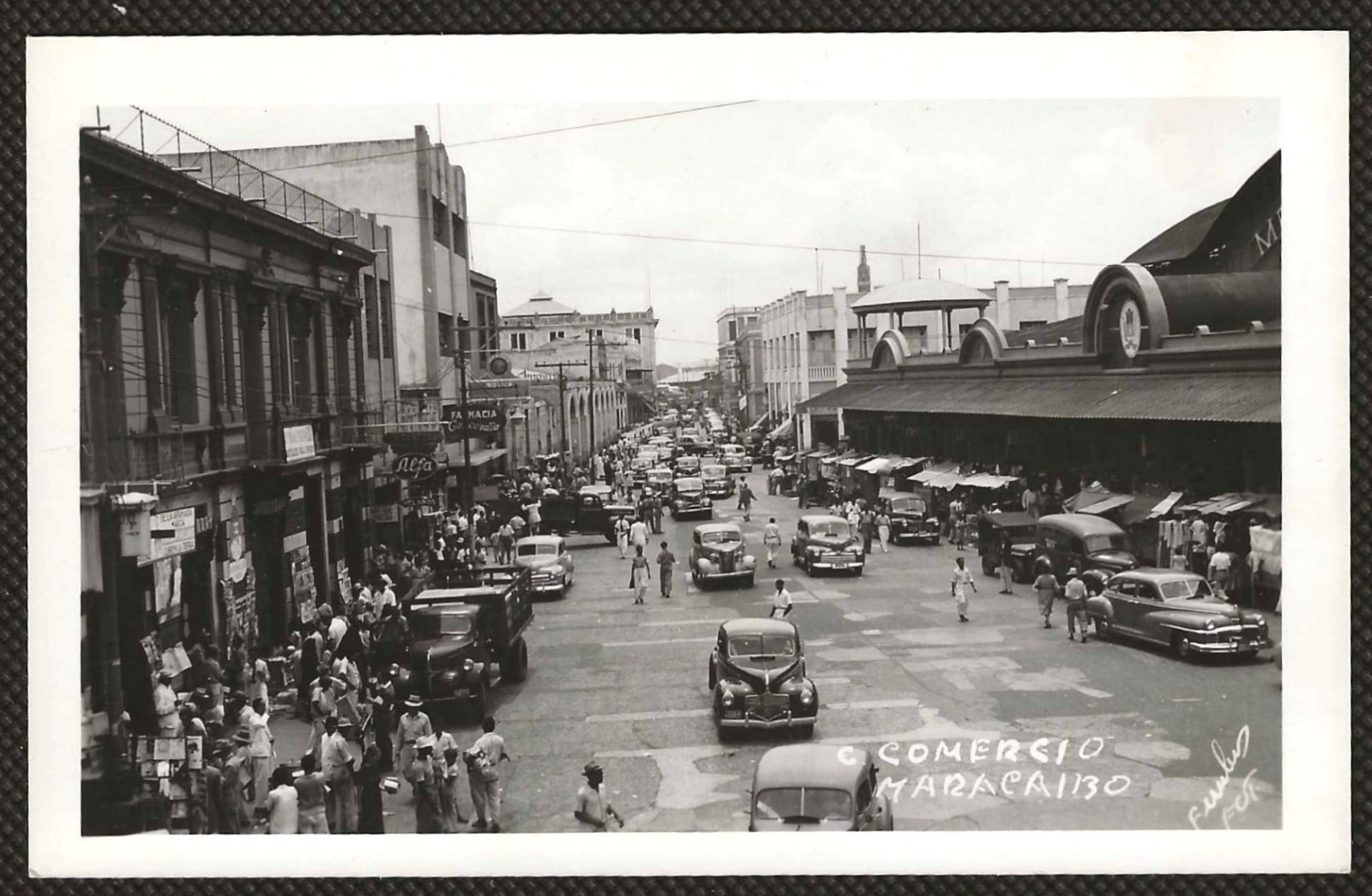 RPPC Calle Comercio, Maracaibo Venezuela, Busy Street Scene Real Photo Postcard