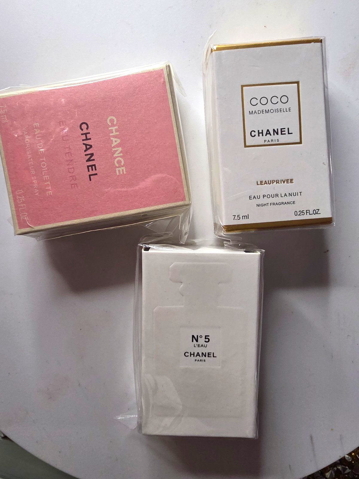 Chanel Mini Perfume Lot of 3: Chance Eau Tendre, Coco Mademoiselle, No.5