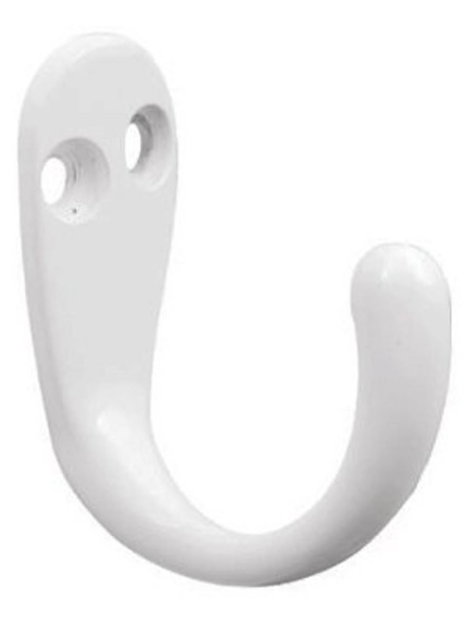 (2-Pack) Single Prong White Hook