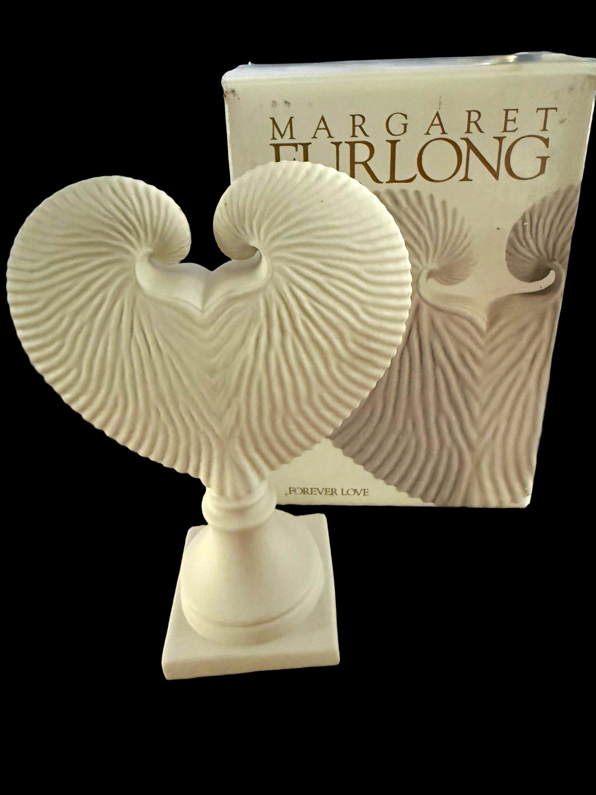 Margaret Furlong Forever Love 1999 White Porcelain Heart Figurine Signed Box