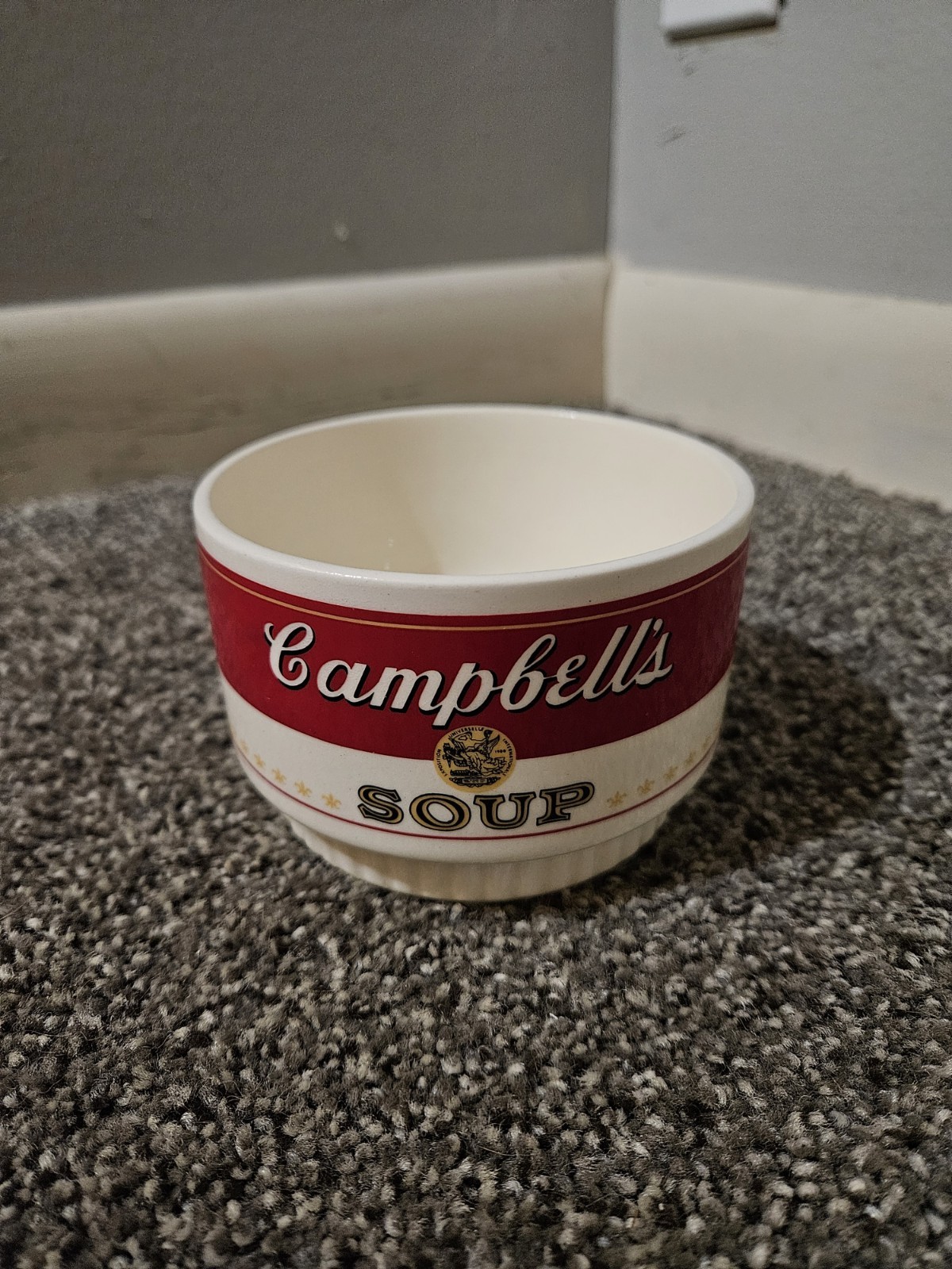 Vintage Campbell’s Soup Bowl Red White Advertising USA Made 4” Ceramic