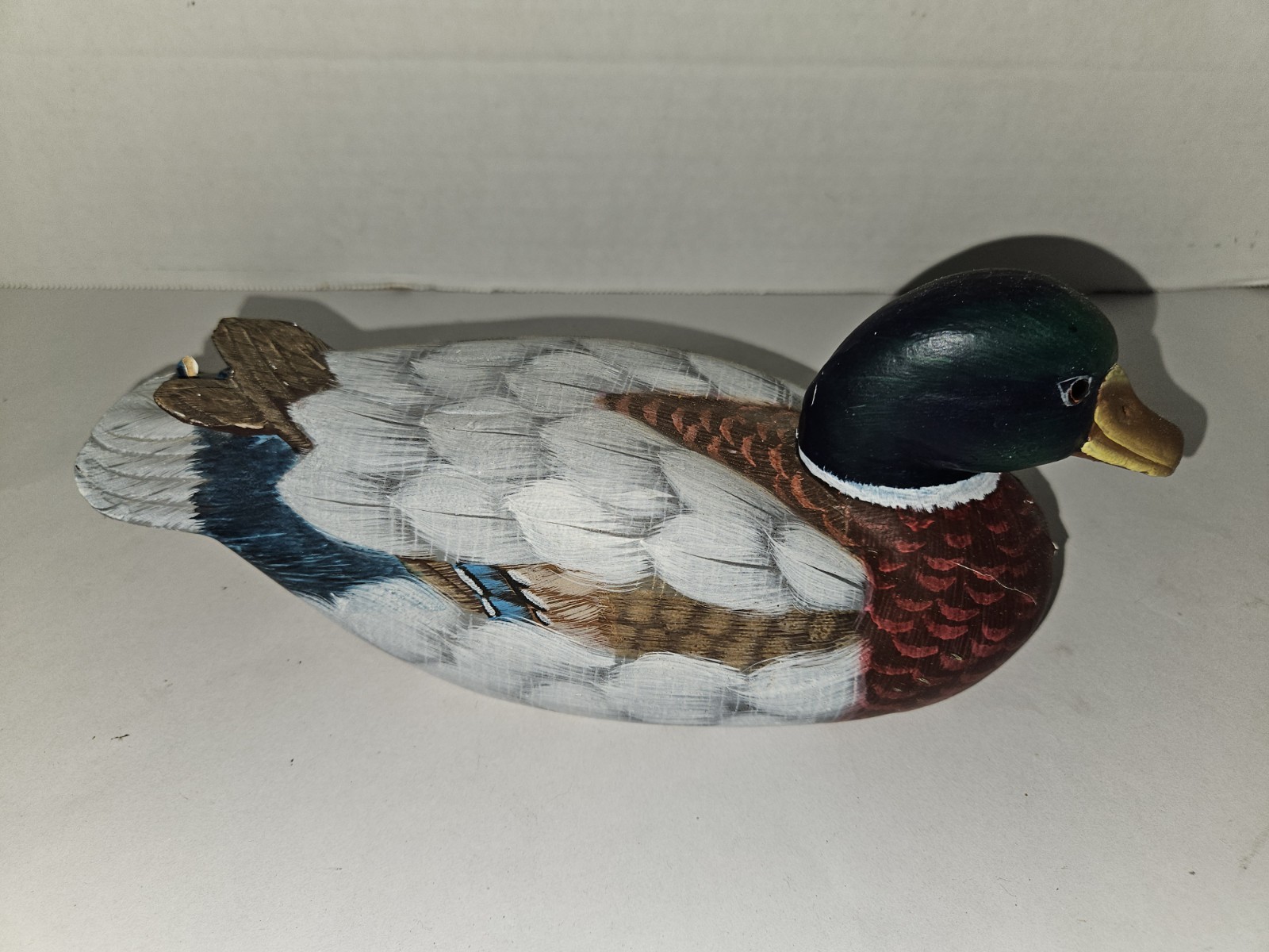Vintage 10 in wooden mallard duck decoy