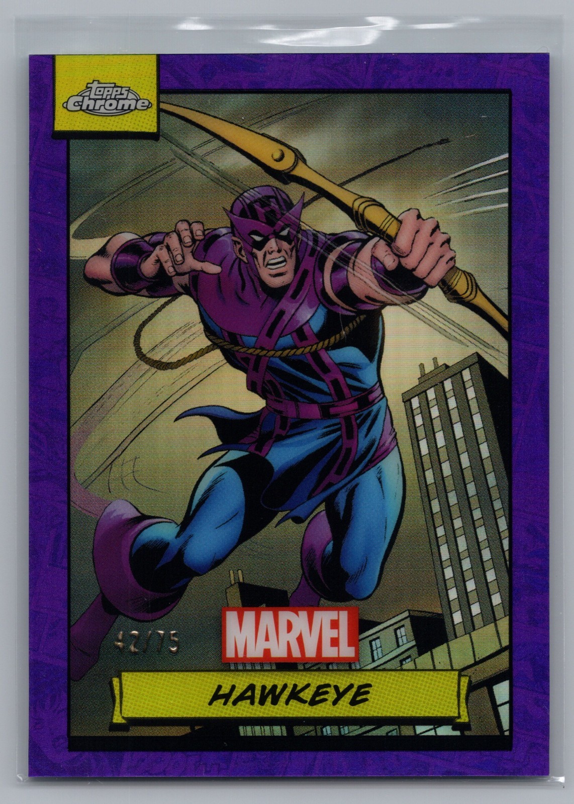 2024 Topps Chrome Marvel #49 Hawkeye Purple #42/75