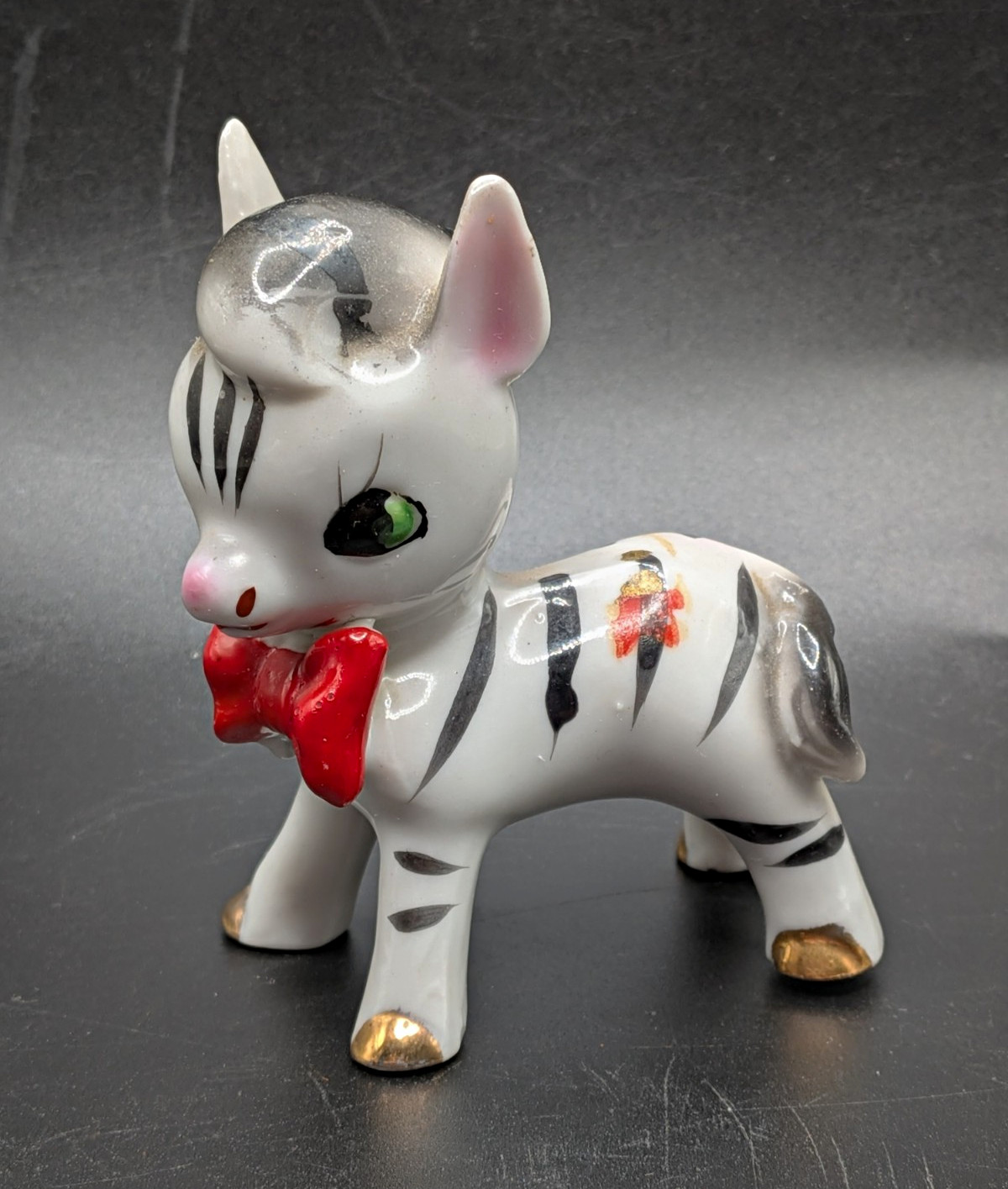 VINTAGE MCM PORCELAIN BABY ZEBRA FIGURINE ANTHROPOMORPHIC ANTHRO KITSCH JAPAN