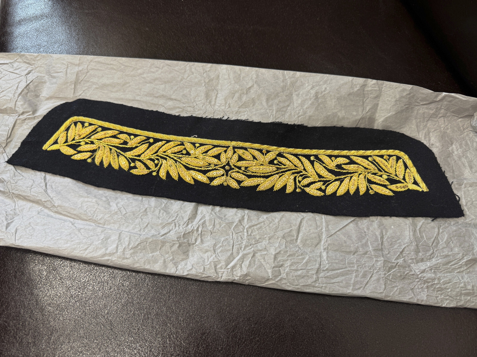 RARE Diplomatic uniform tunic collar GOLD BULLION wire handsewn UNMOUNTED UNIQUE