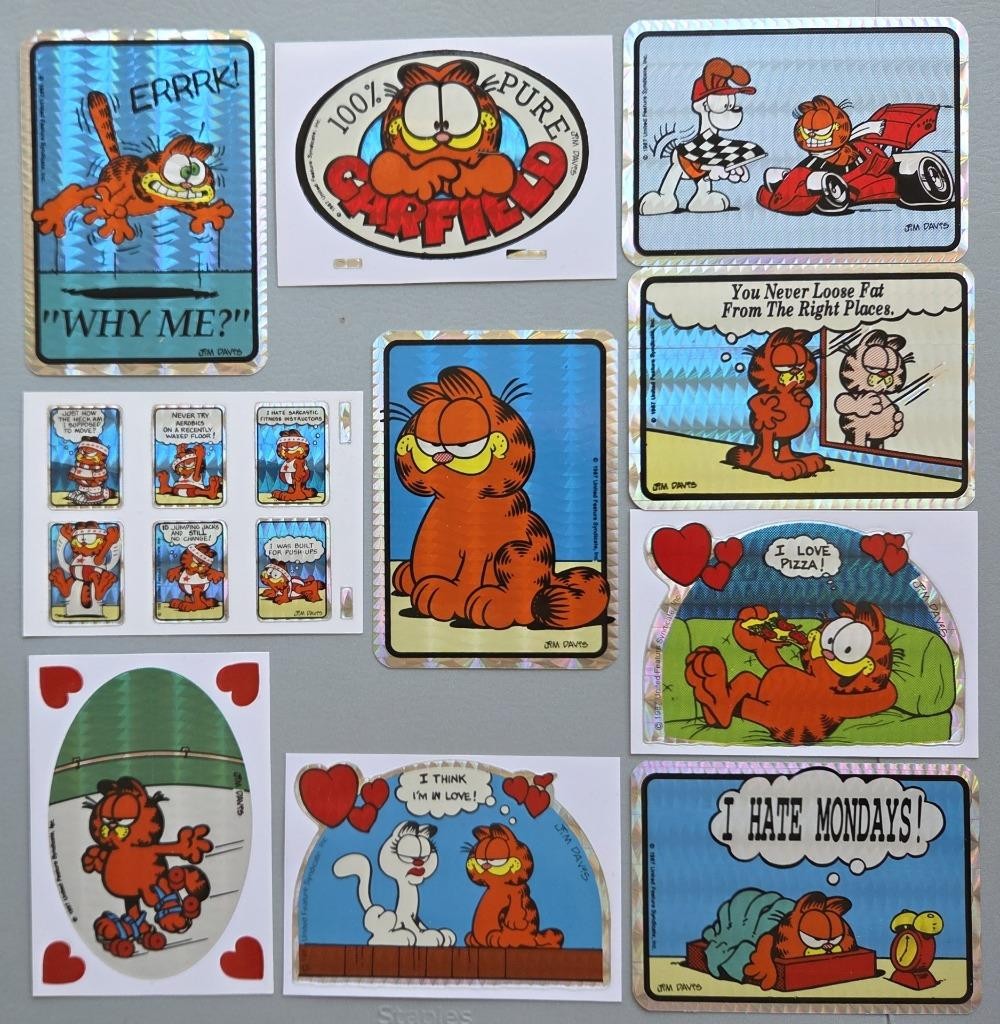 10 Rare VTG Prism 1987 Garfield Vending Machine Stickers Jim Davis Collectible