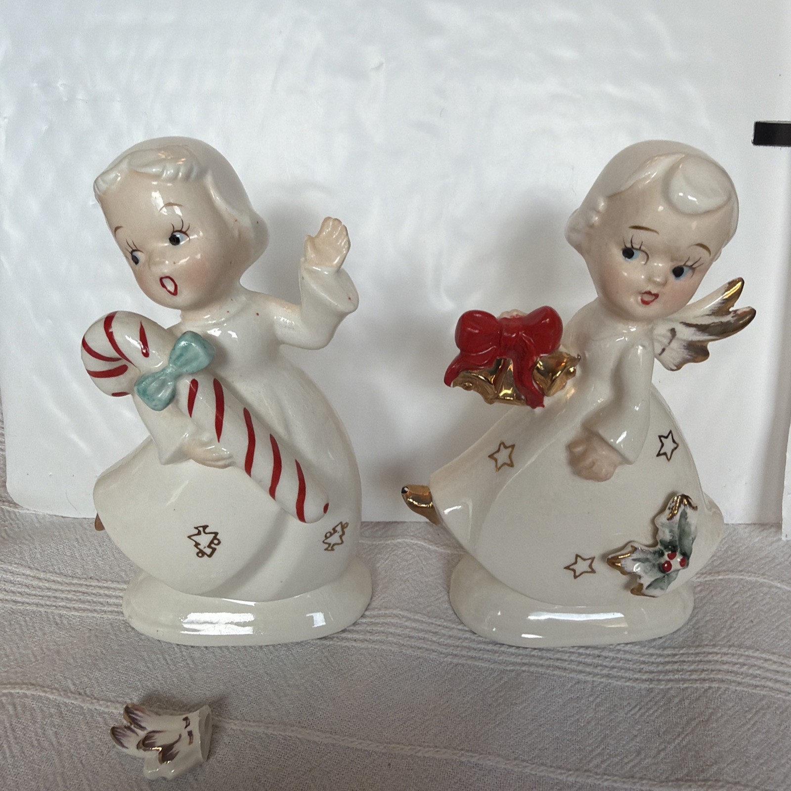 Vintage Shafford Japan Pair of Christmas Dancing Angel Figurines w/sticker