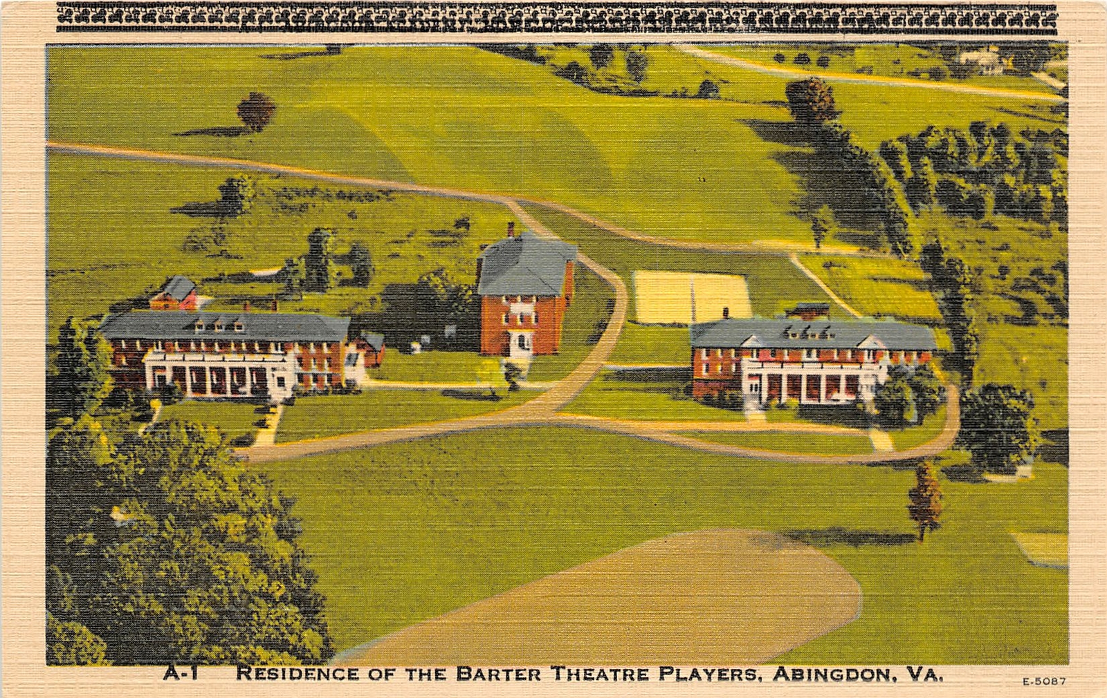 H31/ Abingdon Virginia Postcard Linen Residence of the Barter Theatre Players