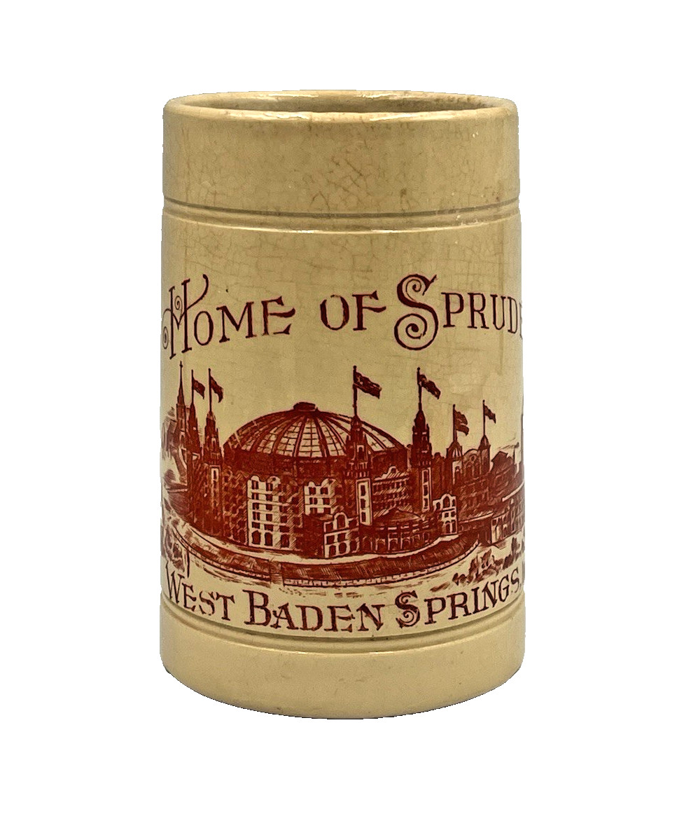 West Baden Springs Stoneware Mug Home Strudel Advertising Indiana VTG Antique ?