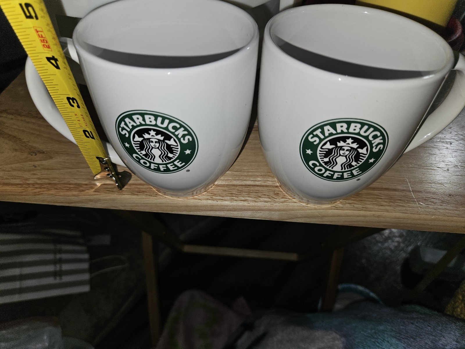  VTG.  Qty# 2.  2010 Large 14 oz STARBUCKS COFFEE Mugs White Green Mermaid Logo