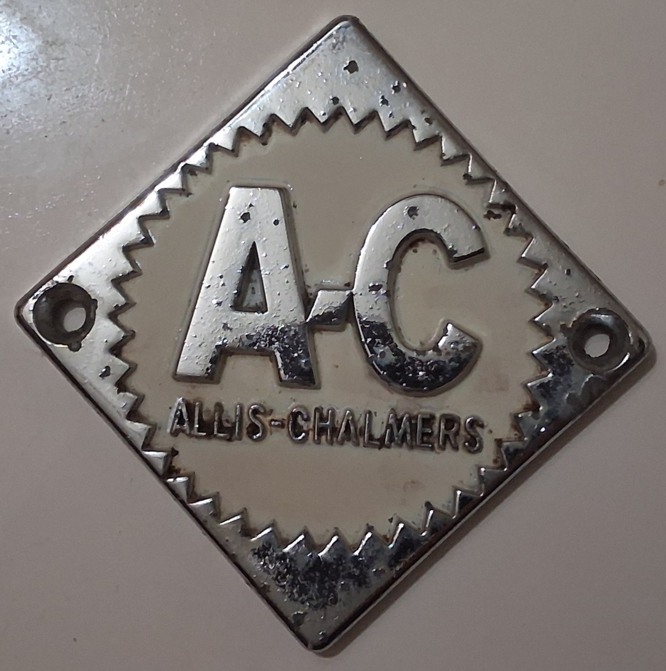 Vintage Allis Chalmers Tractor Emblem Medallion Chrome AC Badge Genuine Original