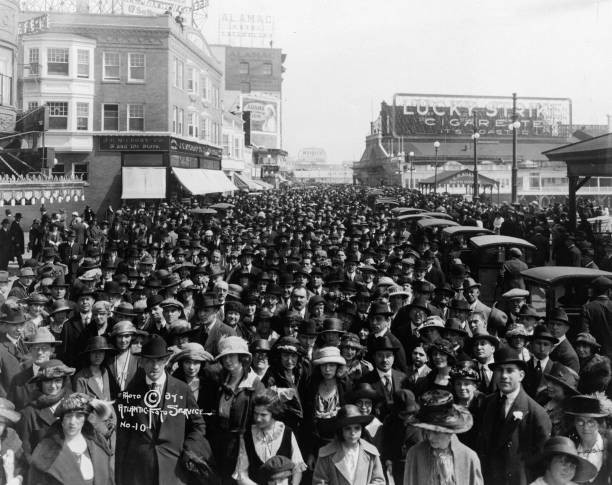 Street in America is packed full of people Historic Old Photo