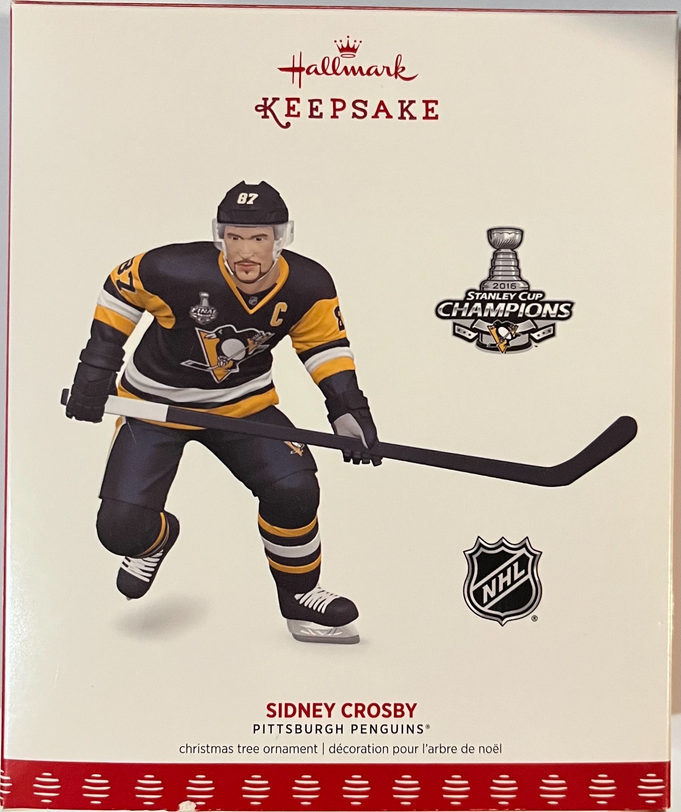 2017 Hallmark Sidney Crosby Stanley Cup Champs Penguins Christmas Ornament NIB