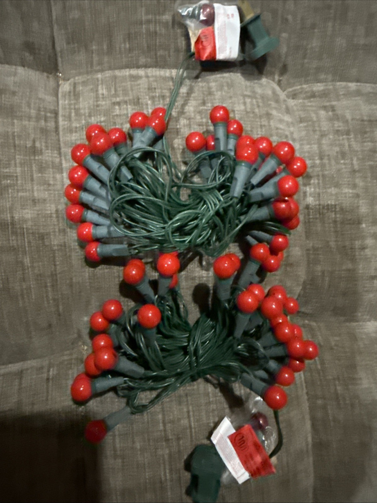 VINTAGE round red berry CHRISTMAS LIGHTS.  ( 2 ALL RED SETS ) 1994