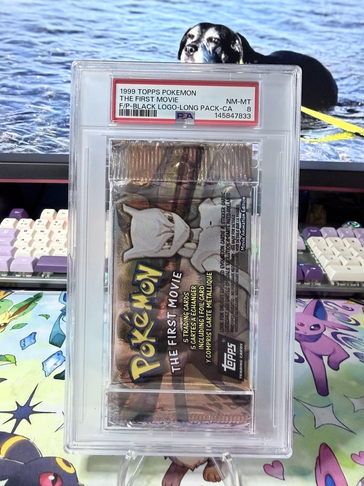 1999 Topps Pokemon The First Movie Black Logo Long Pack Canadian PSA 8 Sealed