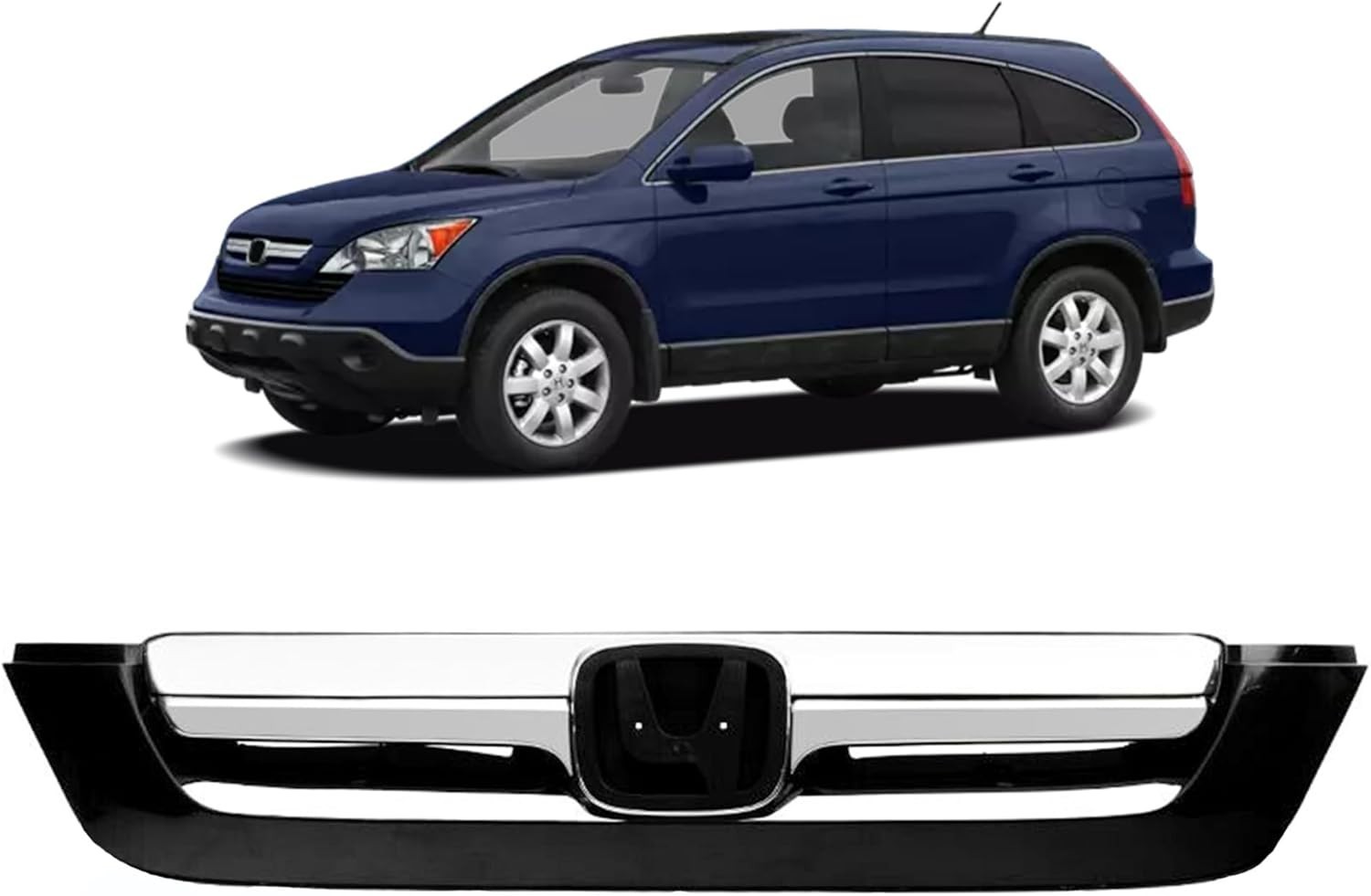 Front Upper  Grille Compatible With 2007 2008 2009 Honda CR-V Sport Front Chrome